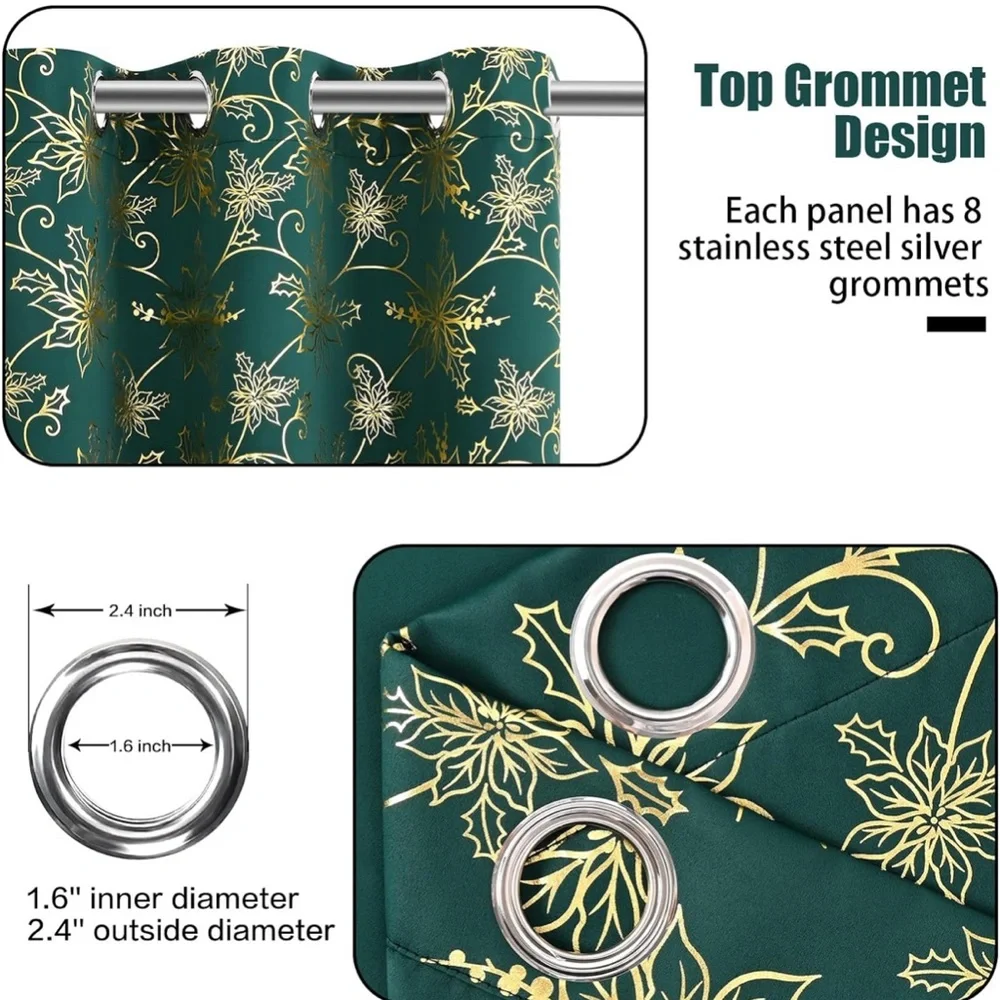Christmas Curtains Silver Floral 52